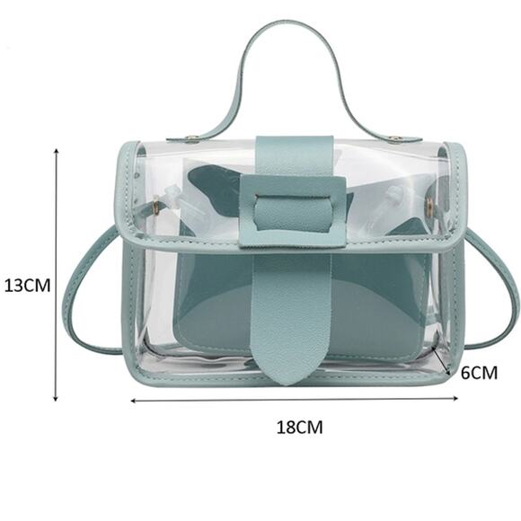 Mini Transparent Square Crossbody Bag with Inner Pouch Black Trim - Picture 7 of 7